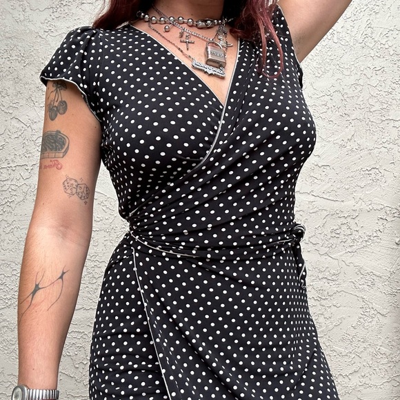Studio M Polka Dot Wrap Midi Dress - Picture 1 of 10